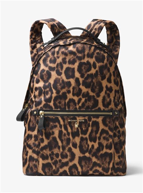 michael kors kelsey backpack leopard black|Michael Kors Black Kelsey Leopard Print Backpack EUC.